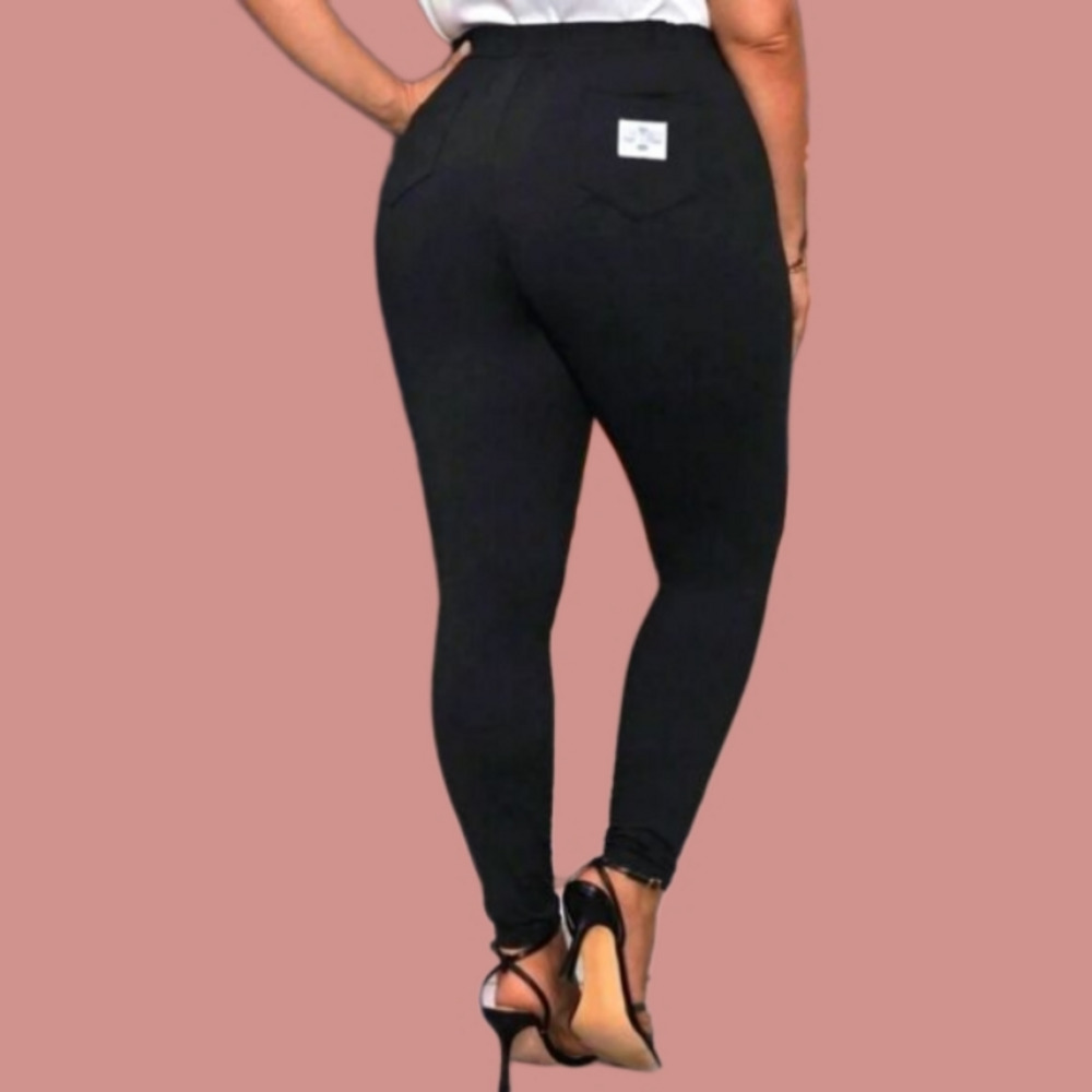 Womens Stretch Super cute Plus size Letter Patched Skinny pullon Pants  sz 3x